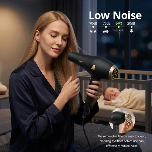 Miniatura 6 de CONFU Hair Dryer Professional Ionic - Salon Blow Dryer with Diffuser for Women & Men - 5X Fast Drying 1875 Watt Powerful Hair Blow Dryer with Comb