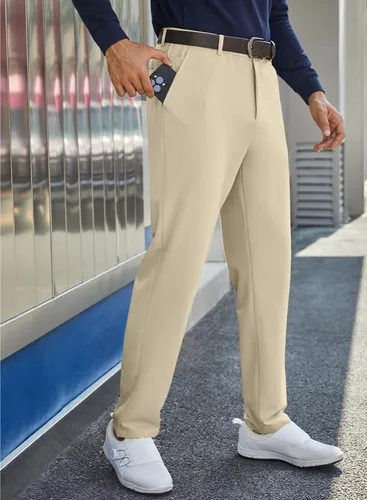 Miniatura 8 de JMIERR Pantalones de golf para hombre, elásticos, ajustados, para correr, viajes, trabajo, pantalones de vestir chinos para hombre