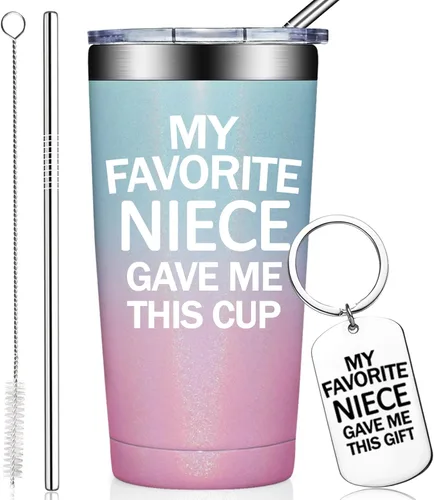 Miniatura 10 de BIRGILT Vaso de 20 onzas con texto en inglés «My Favorite Niece Gave Me This Cup», regalo para el mejor tío de parte de la sobrina, regalo del día