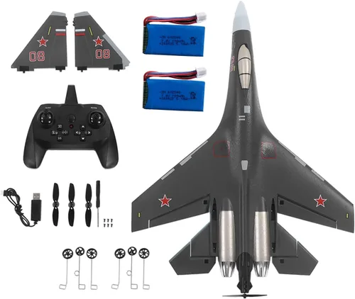 Miniatura 6 de Avión de control remoto de avión RC - RTF 4CH motor de cola sin escobillas 3D/6D función de acrobacias SU35 Jet avión con acelerador de mano
