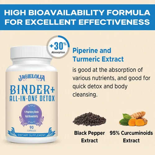 Miniatura 4 de Jagielolia Suplemento de desintoxicación todo en uno de 1500 mg – Alta biodisponibilidad, limpieza de desintoxicación intestinal hepática con carbón