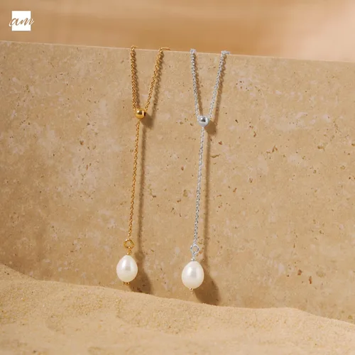 Miniatura 3 de Amberta Collar de perlas de agua dulce de plata de ley 925 para mujer