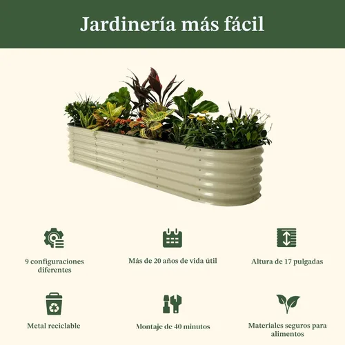 Miniatura 3 de Vego garden Kit de cama de jardín elevada, 17 pulgadas de alto, 9 en 1, 8 x 2 pies, maceta elevada de metal para verduras, flores, jardinera
