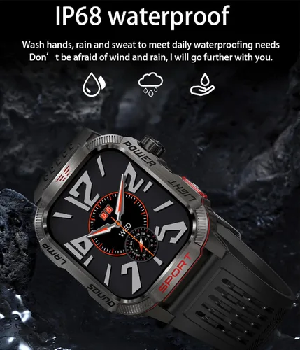 Miniatura 6 de Reloj inteligente para hombre, deportes al aire libre, impermeable, brújula con respuesta/hacer llamadas, reloj de fitness, oxígeno en sangre