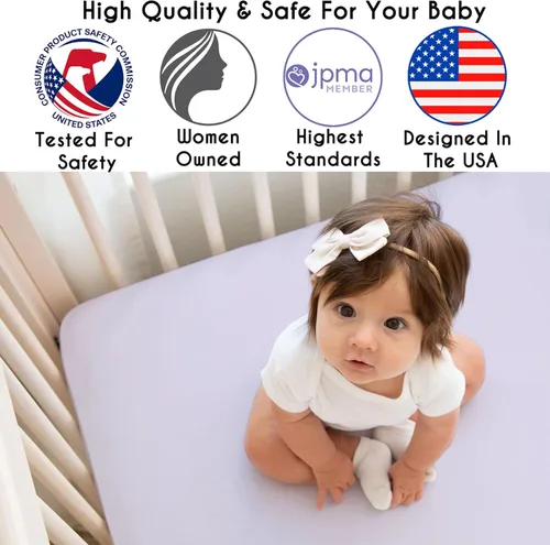 Miniatura 3 de Sweet Jojo Designs Sábanas ajustables para cuna de bebé (morado sólido) para niñas, guardería infantil, habitación de niños pequeños - Tamaño Gris