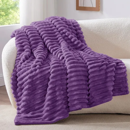 Miniatura 34 de BEDELITE Manta de forro polar para sofá, 10.58 oz/m², suave y cálida, manta acuática esponjosa, manta decorativa y de regalo para mujeres, hombres