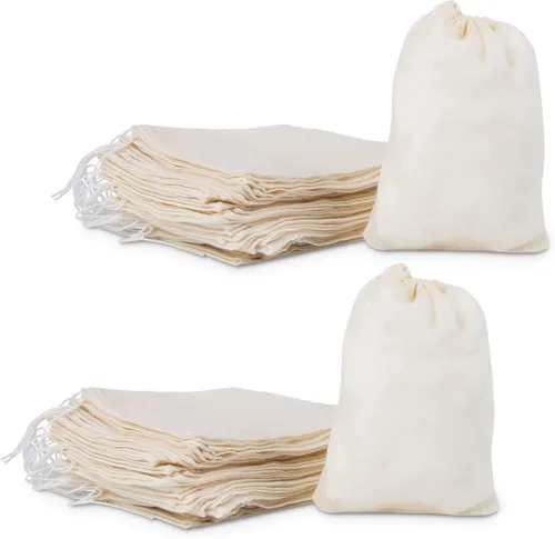 Miniatura 9 de 50 bolsas de muselina de algodón de 3.94 x 3.15 pulgadas, bolsas ecológicas con cordón para bolsitas reutilizables, manualidades, tés, especias
