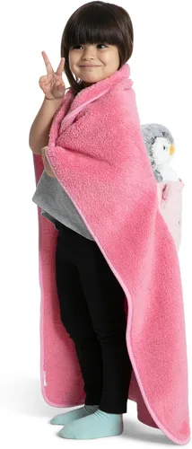 Miniatura 3 de Delta Children Manta Sherpa personalizada con bolsillo de almacenamiento para niños, gato magenta