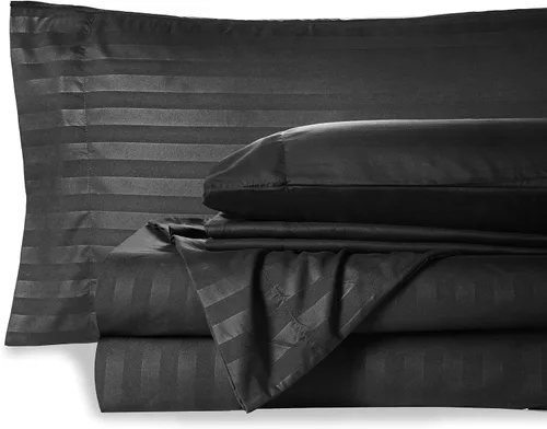 Miniatura 14 de Mocassi Juego de sábanas King Stripe – Sábanas y fundas de almohada de lujo para hotel de 1800 ° Premier – Sábanas ultrasuaves, transpirables