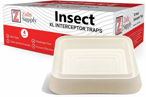 Trampas interceptoras para insectos de cama, paquete de 4 unidades XL blancas para monitor pasivo y trampa de detección, ajuste universal para patas