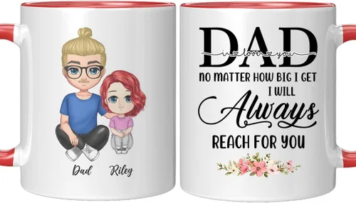Miniatura 2 de Taza de café para el día del padre para papá de parte de hija e hijo. Taza del mundo con el mejor papá del mundo. Taza divertida con nombre