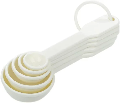 Miniatura 6 de 5 en 1 plástico blanco 0.04 oz 0.09 oz 0.18 oz 0.35 oz 0.53 oz cucharas de medición conjunto cocina herramientas para hornear