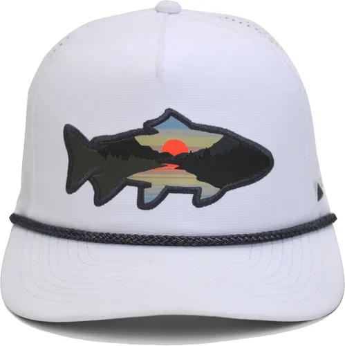 Miniatura 45 de Paramount Outdoors Sombrero de pesca de trucha al atardecer, diseño de silueta de pez de montaña, sombrero para exteriores con cómodo Snapback