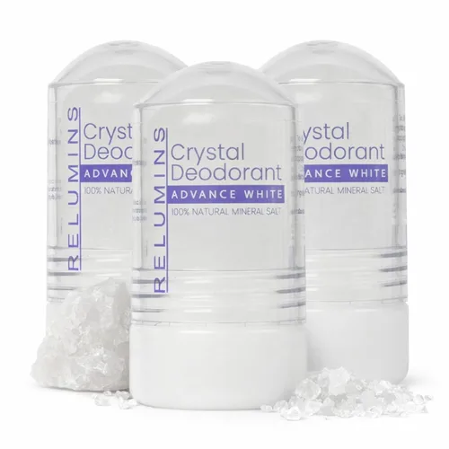 Relumins Desodorante de cristal, sal mineral totalmente natural, sin manchas, no irritante, desodorante sin aluminio con protección contra olores