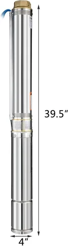 Miniatura 6 de Bomba sumergible pequeña ajustable 1.5HP 240V Bomba de pozo profundo 1100W Bomba sumergible 335ft Cabeza 24GPM Bomba de agua de pozo de acero