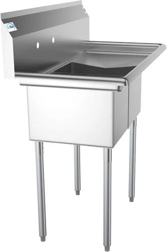 Miniatura 9 de KoolMore - SB121610-16R3 - Fregadero de cocina comercial NSF con 2 compartimentos, de acero inoxidable, con escurridor, tamaño del tazón: 12 x 16 x