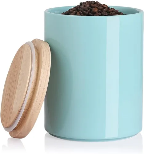 Miniatura 76 de Sweejar Kitchen Canisters - Tarro de cerámica para almacenamiento de alimentos, recipientes apilables con sello hermético y tapa de madera