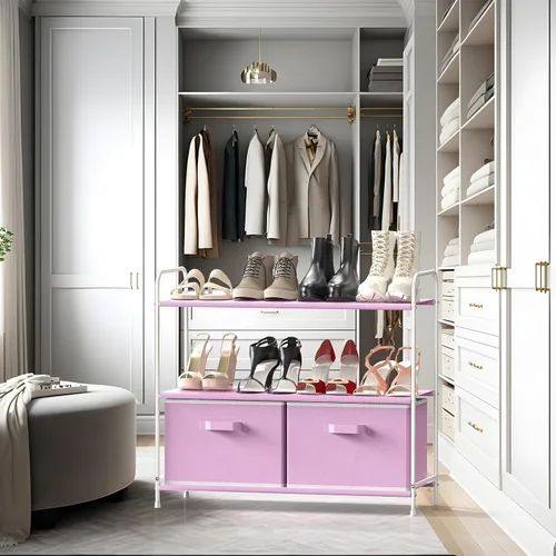 Miniatura 8 de Simple Houseware - Armario de almacenamiento de 3 niveles con 2 cajones, rosa