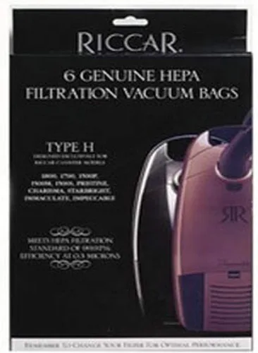 Riccar - Bolsas de filtración HEPA al vacío tipo H, paquete de 6 unidades RHH-6 por Riccar