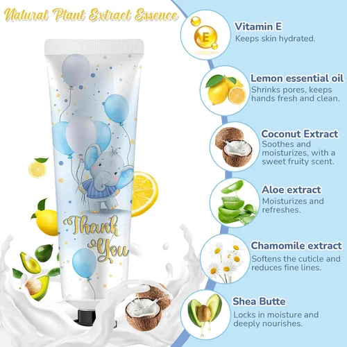 Miniatura 3 de 24 juegos de crema de manos para baby shower, elefante azul, regalos de despedida de soltera, agradecimiento, crema de manos para invitados, loción