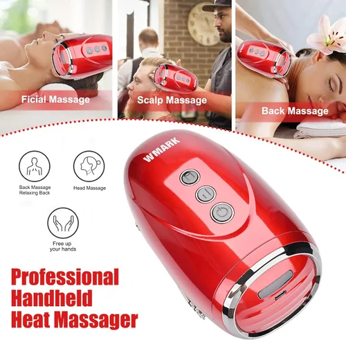 Miniatura 2 de Masajeador de peluquería especializado/masajeador de mano inalámbrico, carga USB para cuello, piernas, mano/cara, 2 nodos de masaje de 2600 AMH Rojo