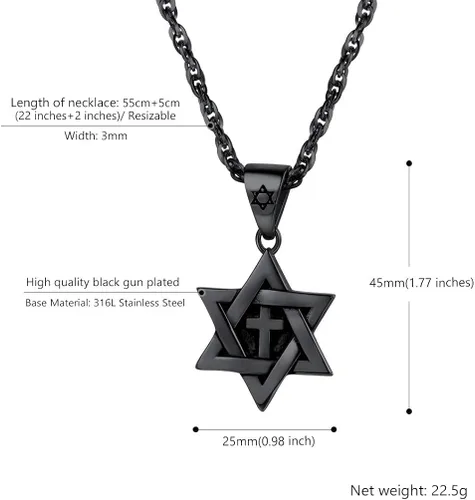 Miniatura 5 de PROSTEEL Collar con colgante y cadena de acero inoxidable de la estrella de David judía, joyería de Israel para hombres y mujeres
