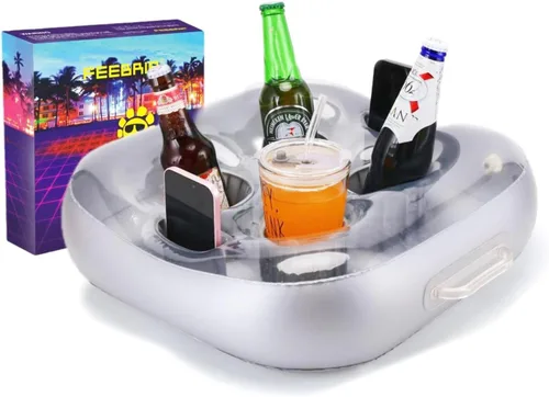 Soporte para bebidas, flotador de bebida para fiesta en la playa, accesorios para piscina y bañera de hidromasaje con gran capacidad multiusos