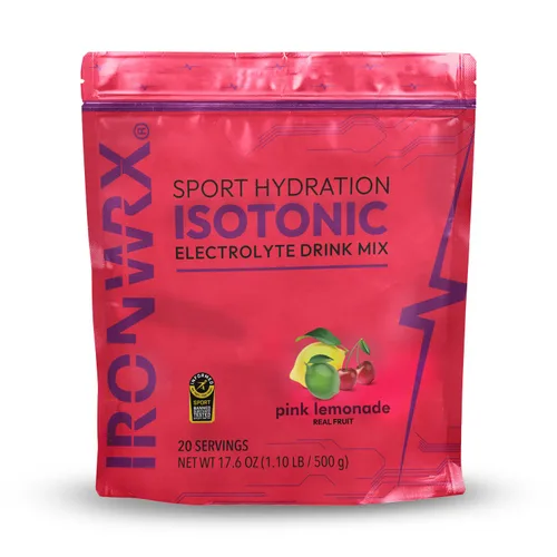 IRONWRX Mezcla de bebida isotónica | Polvo de electrolitos para soporte de hidratación deportiva | Limonada rosa | 20 porciones