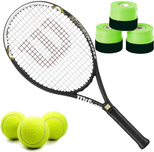 Miniatura 10 de Wilson Hyper Hammer 5.3 110 - Juego o kit de raqueta de tenis recreativa preencordada con overgrips y una lata de pelotas de tenis reguladoras