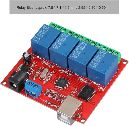 Miniatura 6 de Diyeeni Módulo de relé de interruptor de control USB de 4 canales de 12 V, controlador de interruptor de placa de relé, placa de expansión