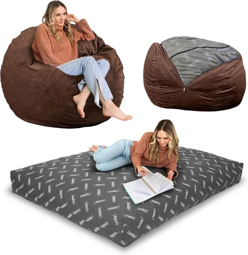 Miniatura 14 de CordaRoy's Puf de Chenilla - Silla Puf Convertible - Funda de Tela de Chenilla Lavable a Máquina - para Sótano, Sala de Estar, Sala de Juegos, Carbón