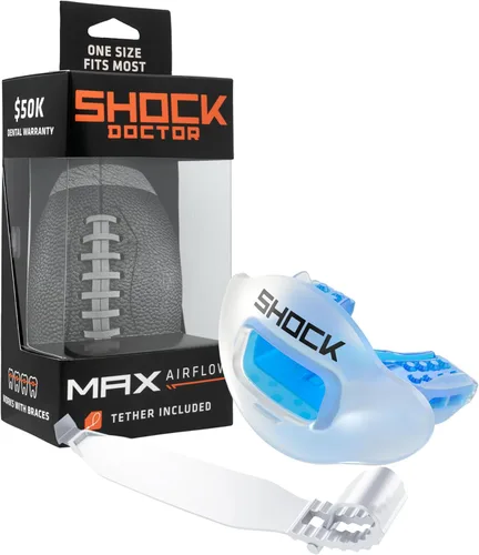 Miniatura 8 de Shock Doctor Protector Labial, Protector Bucal para Adultos y Jóvenes de Fútbol Americano con Correa, Boquilla de Fútbol Americano Transpirable