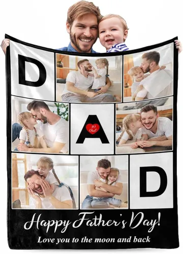 Miniatura 8 de Manta de Fotos Personalizada para Amigos BFF Navidad, Manta de Cama Personalizada con Collage de 9 Fotos para Mamá Papá Fotos Familiares Multi 02