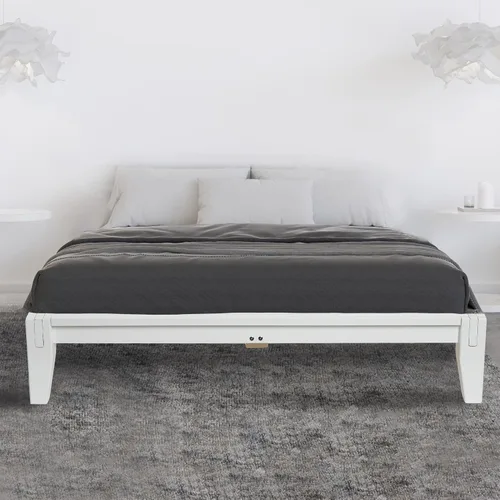 Miniatura 13 de Main + Mesa Yume - Cama moderna de plataforma de madera maciza con carpintería japonesa, acabado negro, tamaño Queen