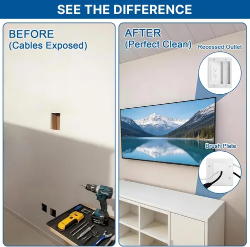 Miniatura 4 de in Kit de gestión de cables de pared con cable de extensión de alimentación de 9.8 pies, ocultador de cable de TV para televisores montados