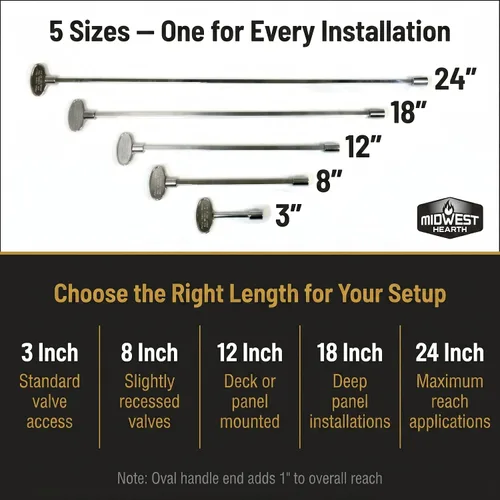 Miniatura 4 de Midwest Hearth - Llave de válvula universal para fogones y chimeneas de gas, cromado pulido