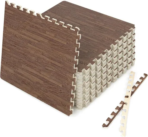 Miniatura 12 de Tangkula Alfombrillas de espuma de 24 azulejos con borde, 96 pies cuadrados de EVA entrelazadas para equipo de ejercicio, tapetes elásticos de juego