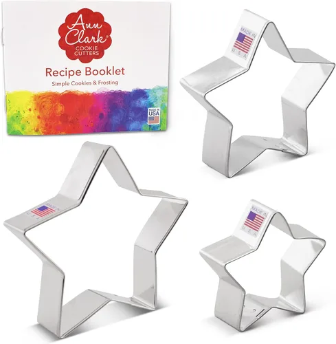 Miniatura 4 de Juego de 3 cortadores de galletas Ann Clark Star fabricados en los Estados Unidos, formas de 4 pulgadas, 3.25 pulgadas, 2.75 pulgadas