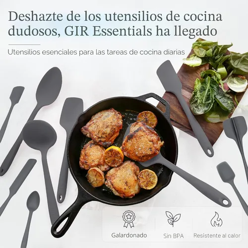 Miniatura 2 de GIR: Get It Right Juego de 10 piezas de utensilios de cocina esenciales de silicona - Cucharón, Espátula, Volteador, Cuchara y Cuchara de borde