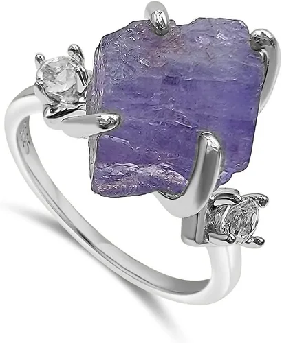 Miniatura 35 de Anillo de cristal crudo real con piedra natal, plata de ley, oro blanco, regalo de joyería para ella, regalo de Navidad, Día de la Madre