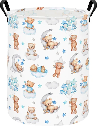 Miniatura 17 de Canasta Onoev de lavandería, plegable, redonda, de lona, para guardería, adecuada para niños, oficina, dormitorio, ropa, almacenamiento de juguetes