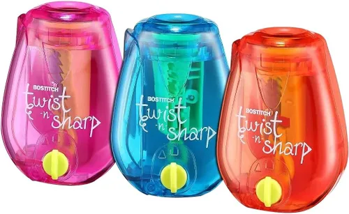 Miniatura 9 de Bostitch Office Twist-n-Sharp Sacapuntas de Lápices, para Niños y Lápices de Colores, Colores Surtidos (PS1-BLUE-2PK)