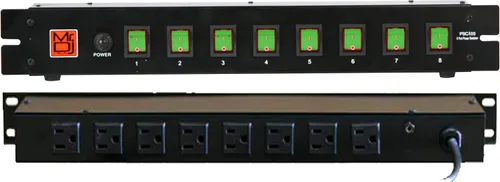 MR DJ PSC400 - Protectores de sobretensión para interruptor de alimentación de 8 puertos para montaje en bastidor, color verde, interruptor de