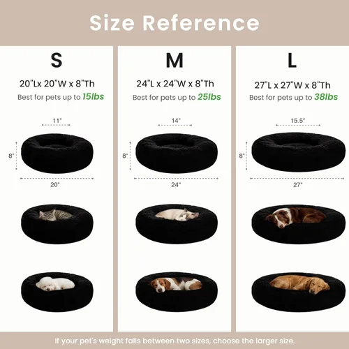 Miniatura 6 de Love's cabin Cama calmante para gatos de interior, cama redonda con forma de dona antiansiedad para perros, cama lavable de piel sintética esponjosa