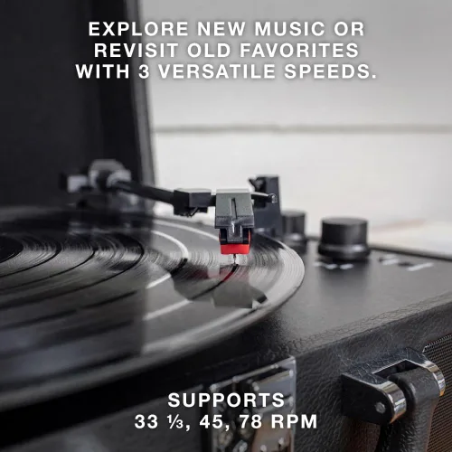 Miniatura 3 de Victrola Journey - Tocadiscos portátil de maleta con Bluetooth, con altavoces integrados, reproductor de discos de vinilo de 3 velocidades, salida
