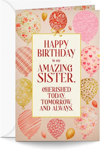 Miniatura 8 de Prime Greetings Tarjeta de cumpleaños para hermana, hecha en Estados Unidos, ecológica, tarjeta gruesa con sobre de primera calidad de 5 x 7.75