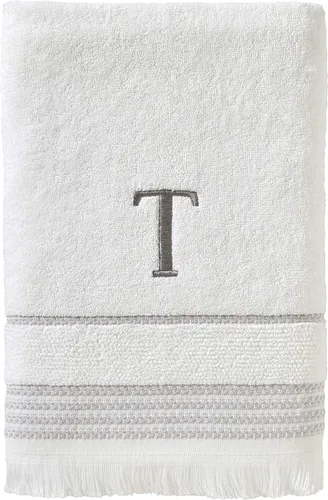 Miniatura 13 de SKL Home Toalla de baño casual con monograma, S, 28 x 54 pulgadas, color blanco