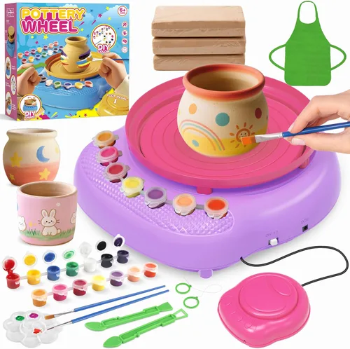 Miniatura 9 de TingingYuli Rueda de cerámica para niños con kit de arcilla, artes y manualidades para niños de 6 a 8 a 12 años, kit completo de cerámica