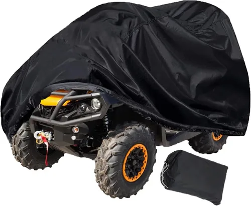 Cubierta impermeable para cuatrimoto pequeña, resistente 420D, color negro. Protege los vehículos de 4 ruedas de la nieve, la lluvia o el sol