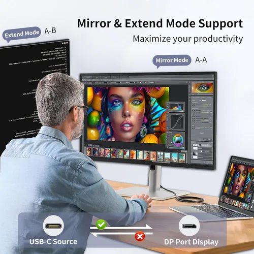 Miniatura 5 de Cable USB C a DisplayPort de 10 pies, 8K a 60 Hz 4K a 240 Hz unidireccional Thunderbolt 3/4/5 a DisplayPort cable USB C a DP compatible con MacBook